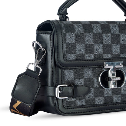Black Colourblocked Satchel Bag