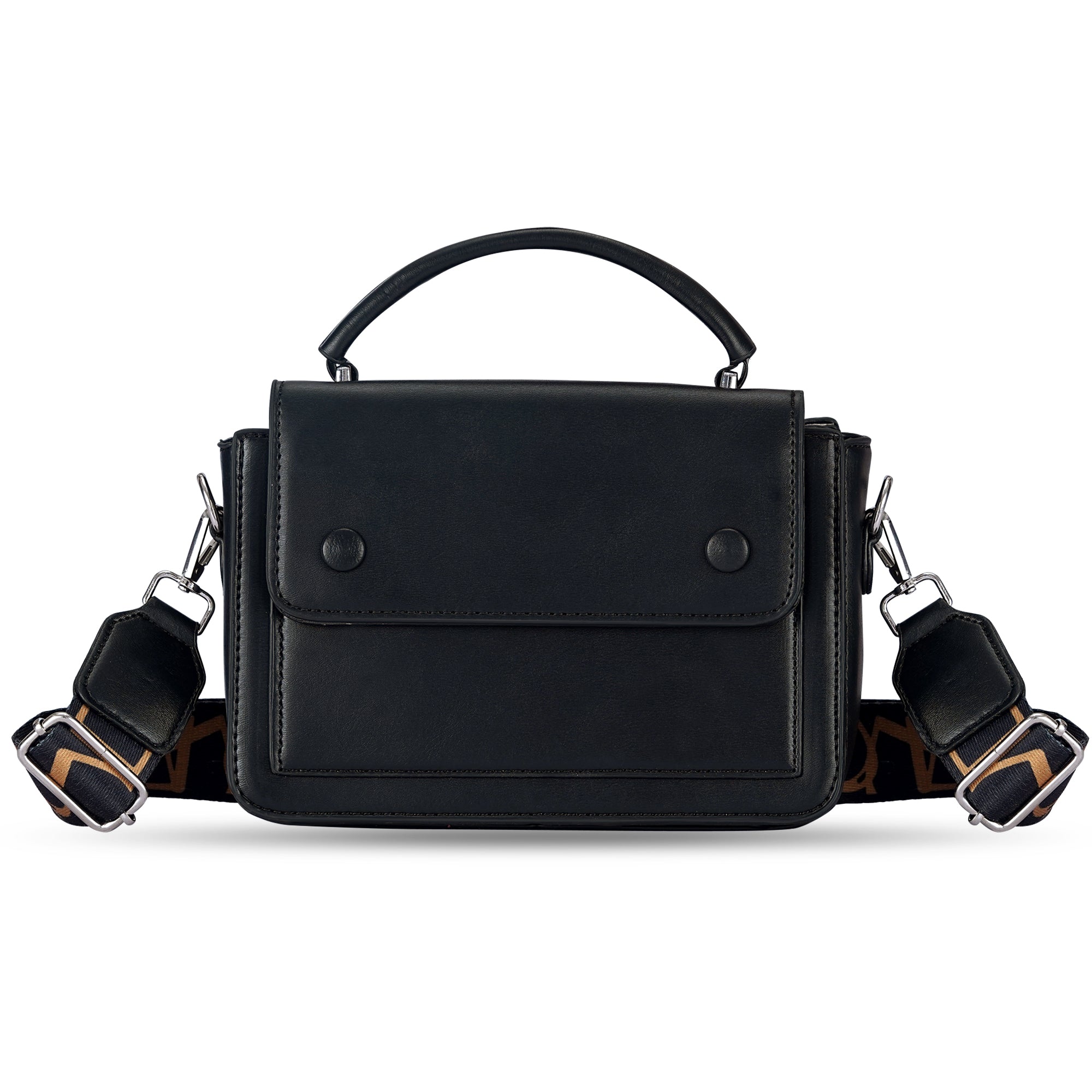 Black Structured Satchel Bag