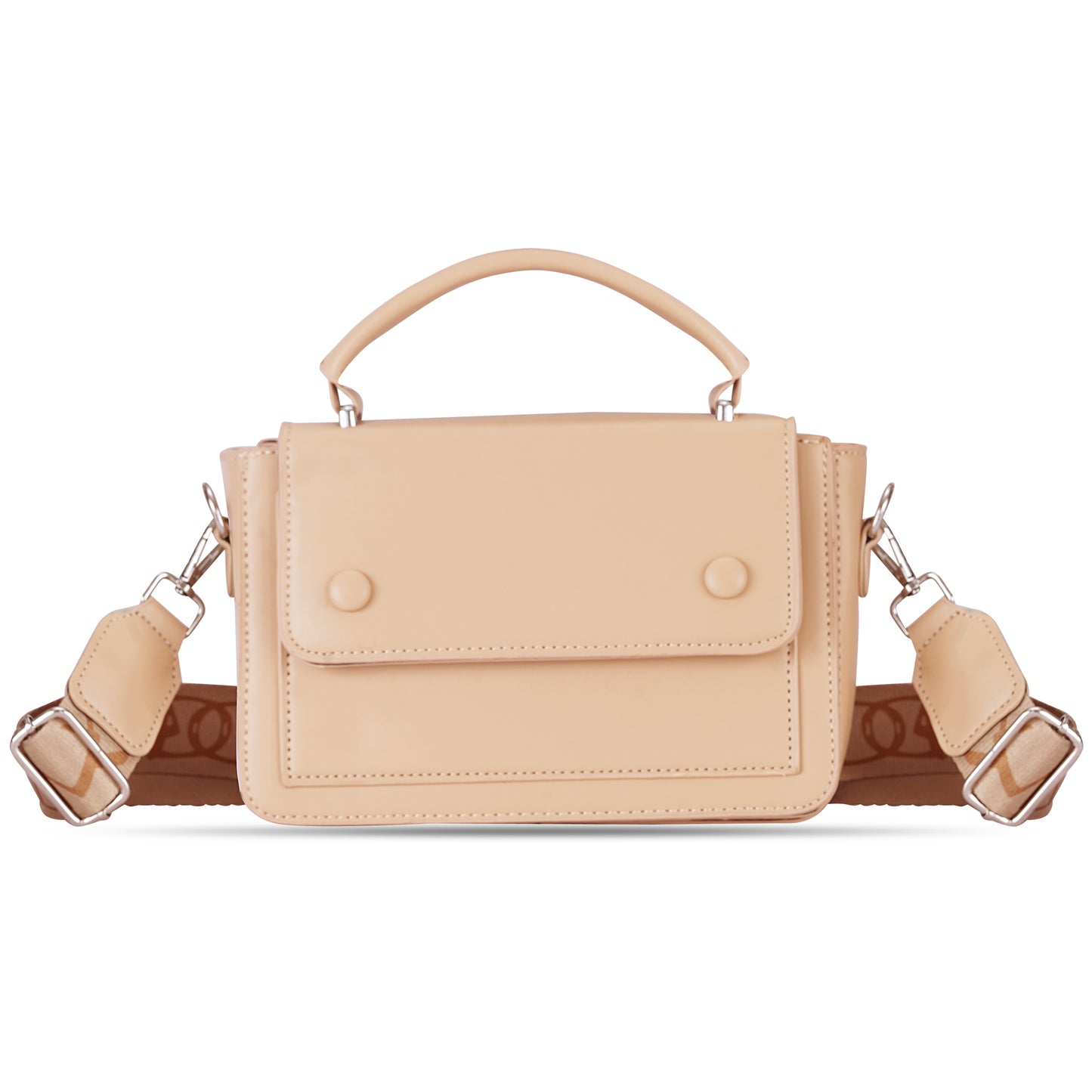 Beige Structured Satchel Bag
