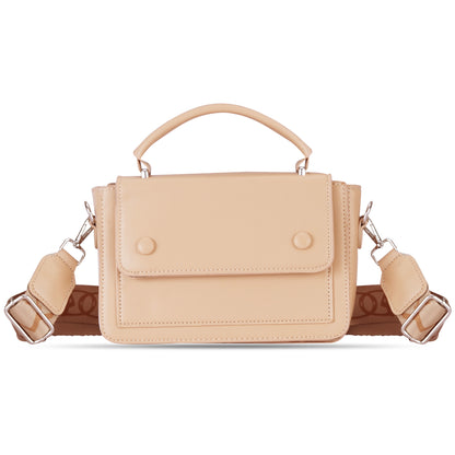 Beige Structured Satchel Bag