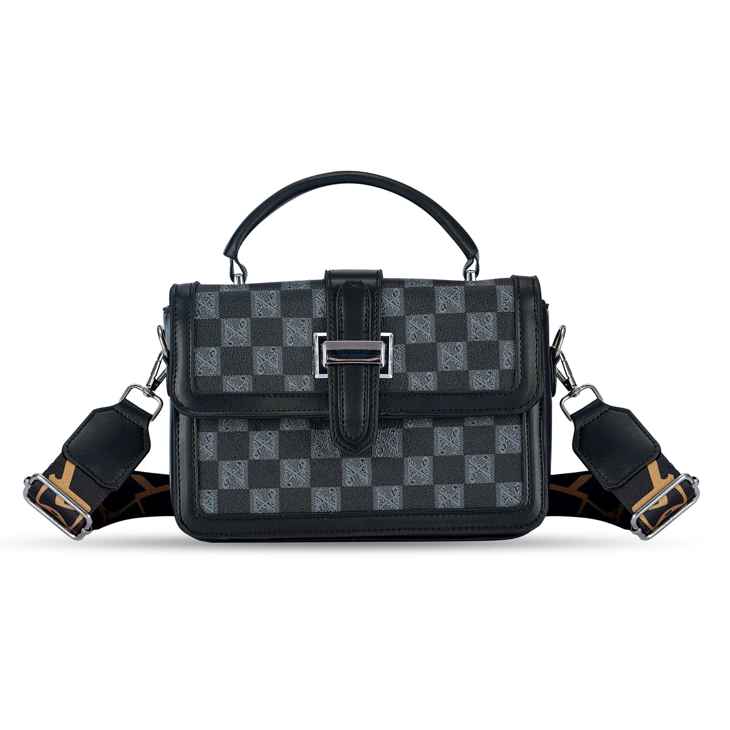 Black Colourblocked Satchel Bag