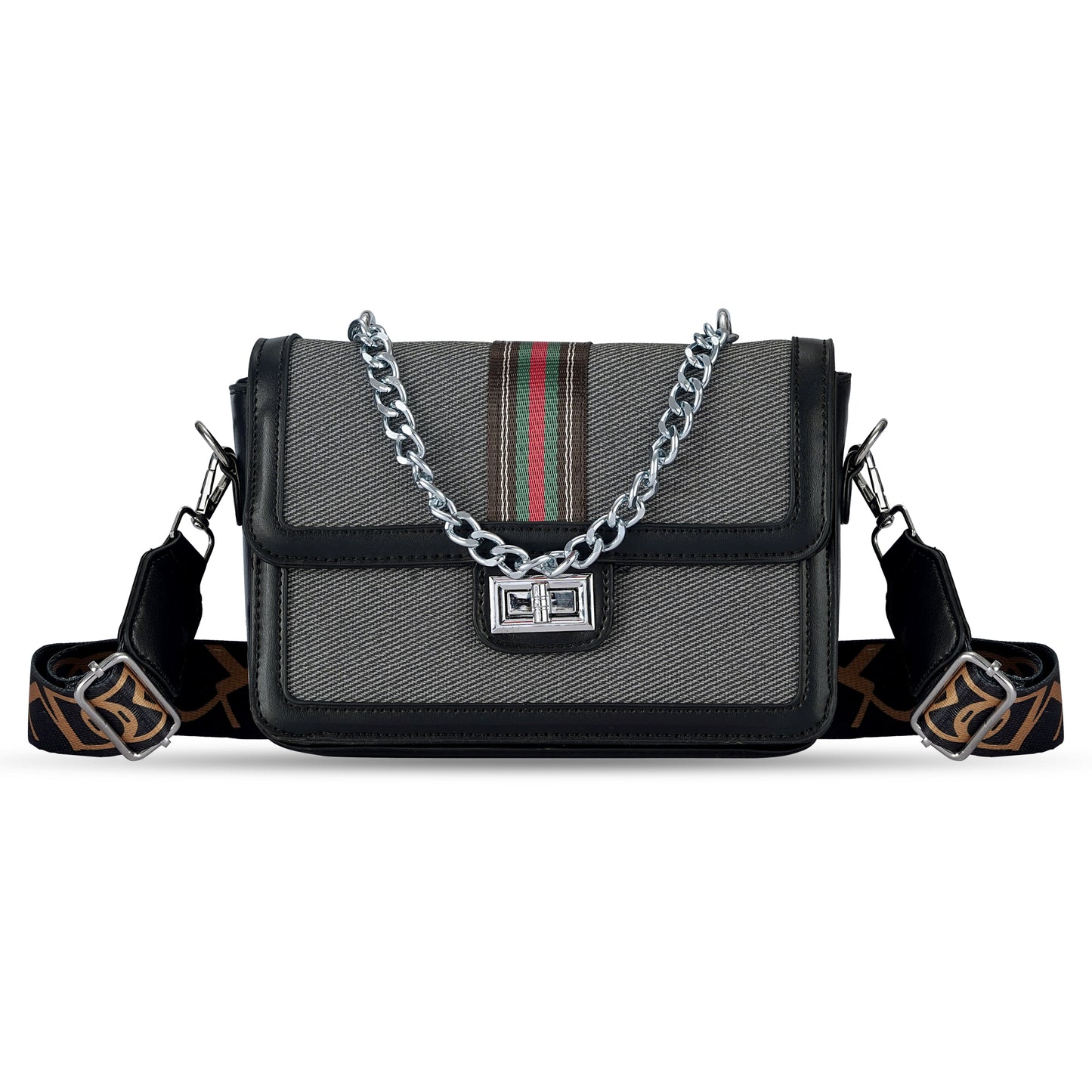 Black Colourblocked Sling Bag