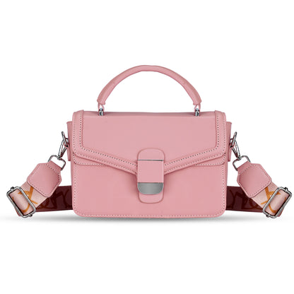 Pink Structured Satchel Bag