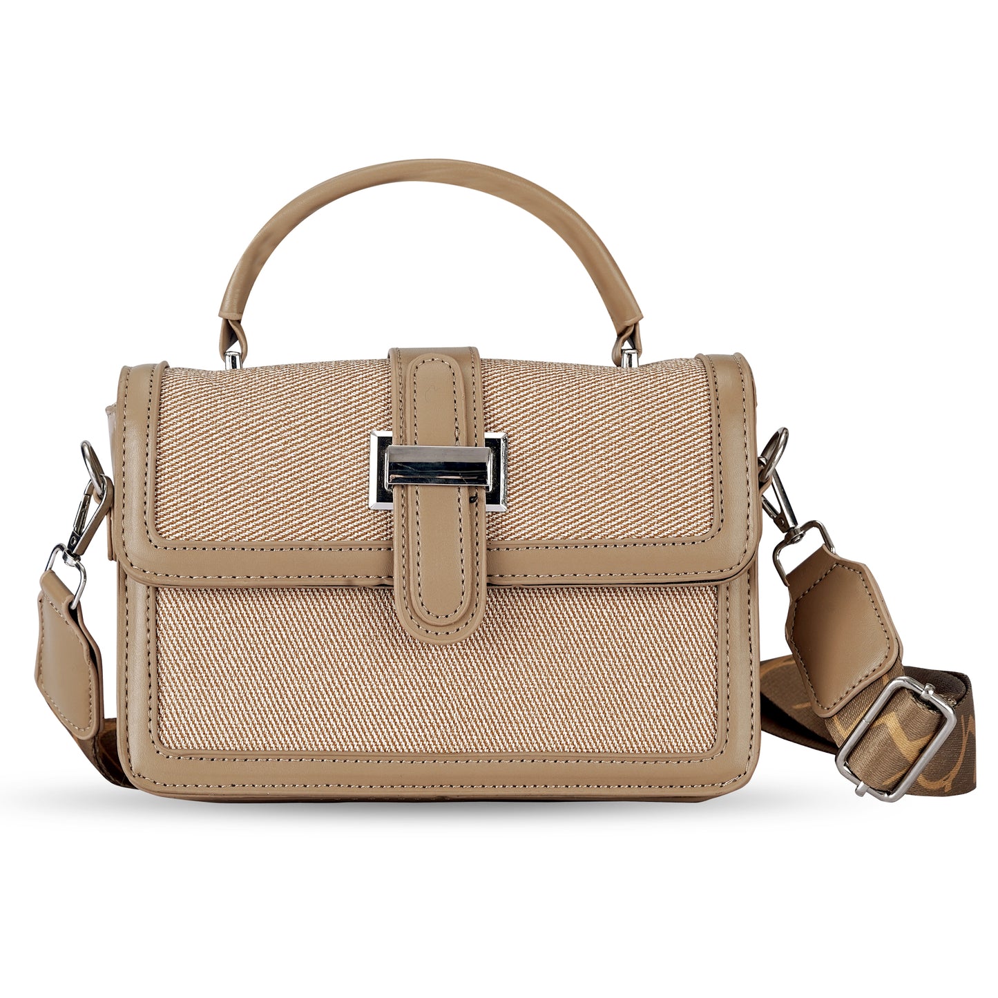 Khaki Structured Satchel Bag