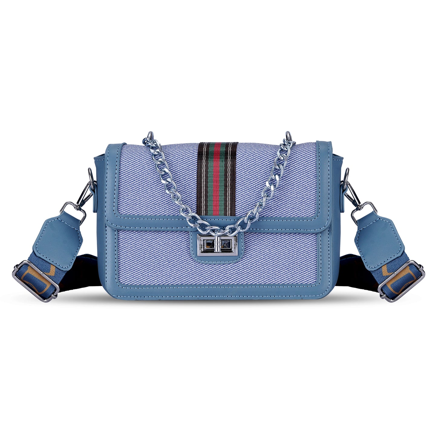 Blue Colourblocked Sling Bag