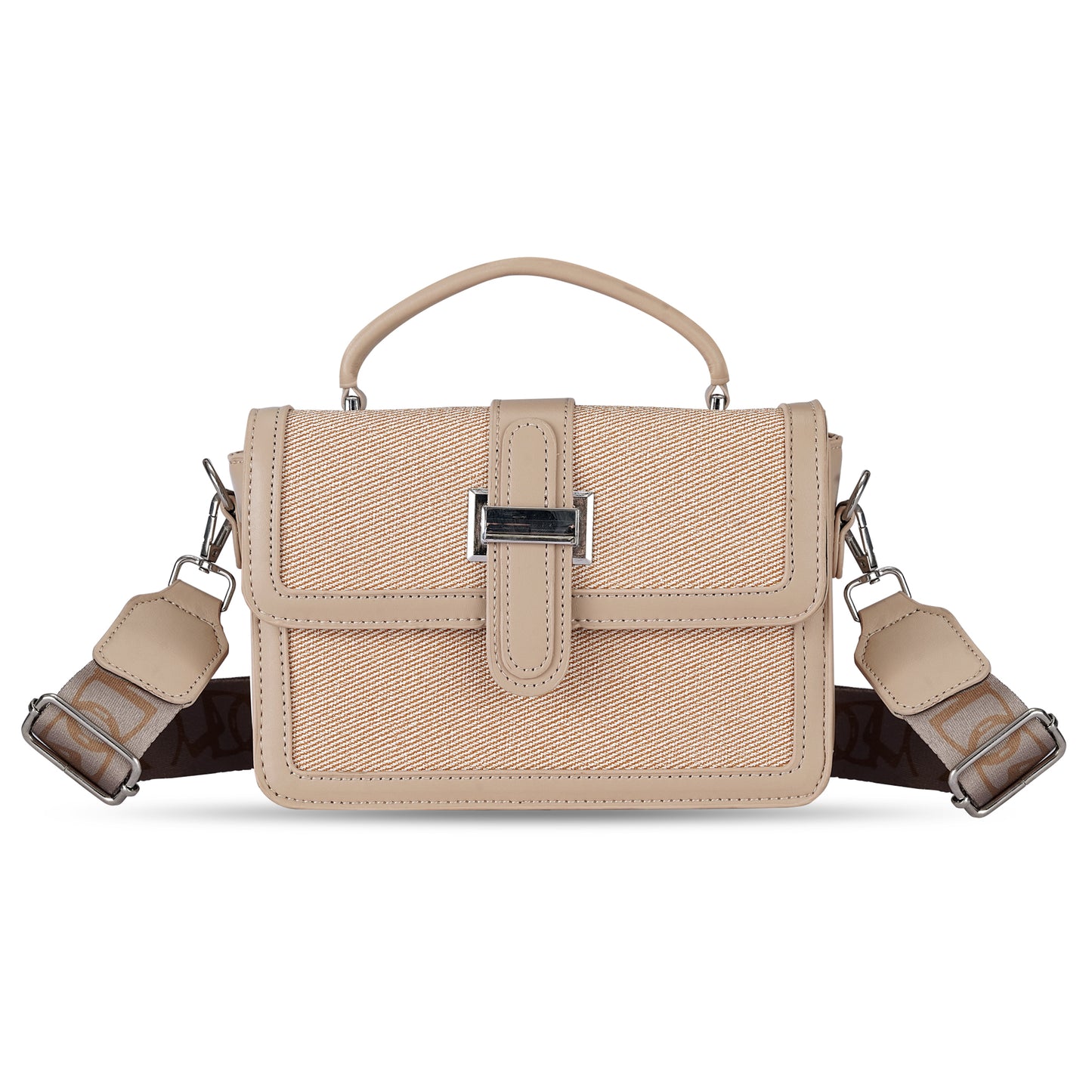 Beige Structured Satchel Bag