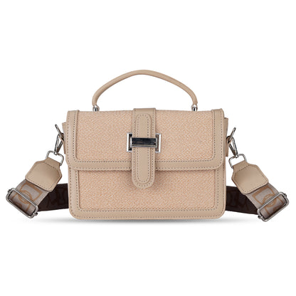 Beige Structured Satchel Bag