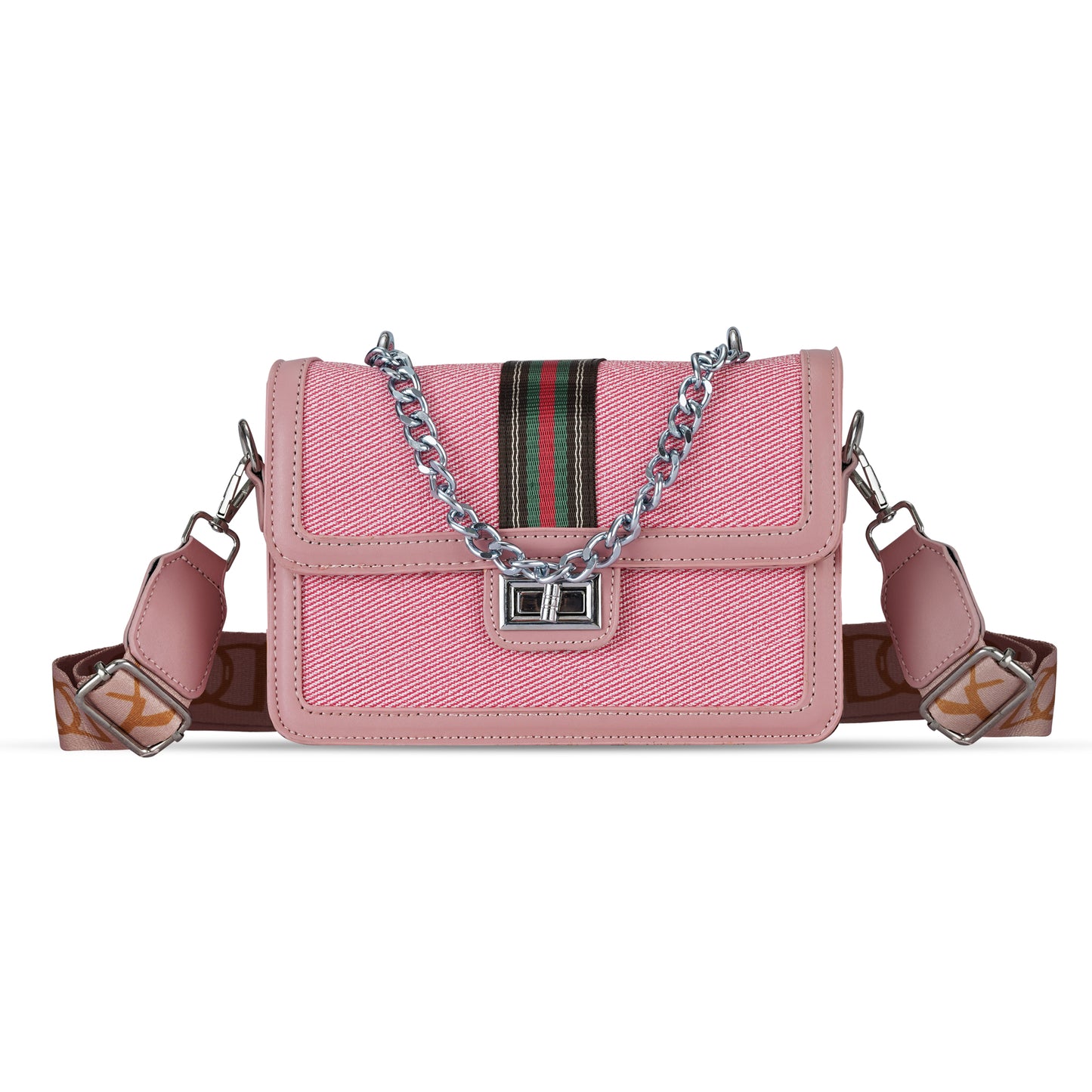 Pink Colourblocked Sling Bag