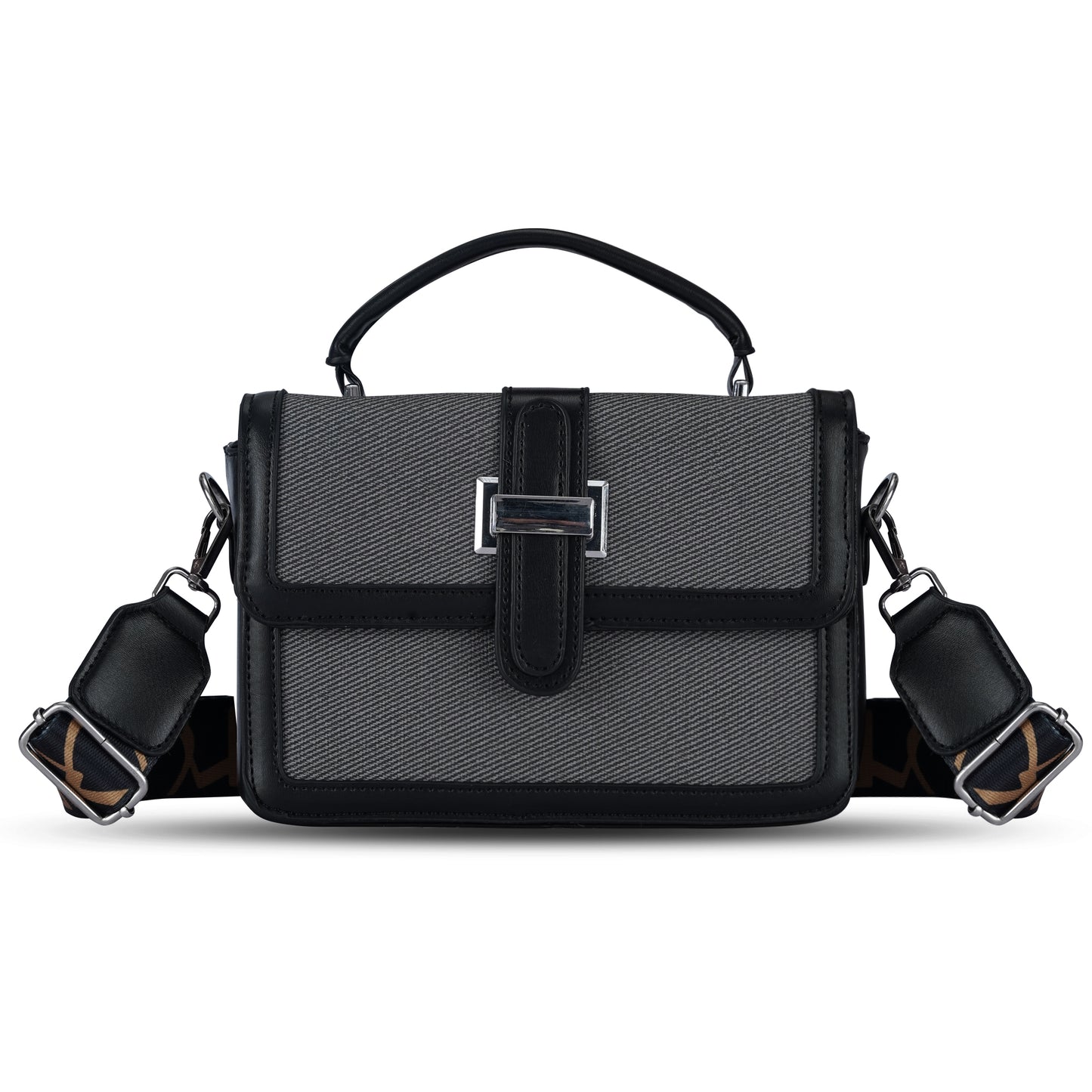 Black Structured Satchel Bag