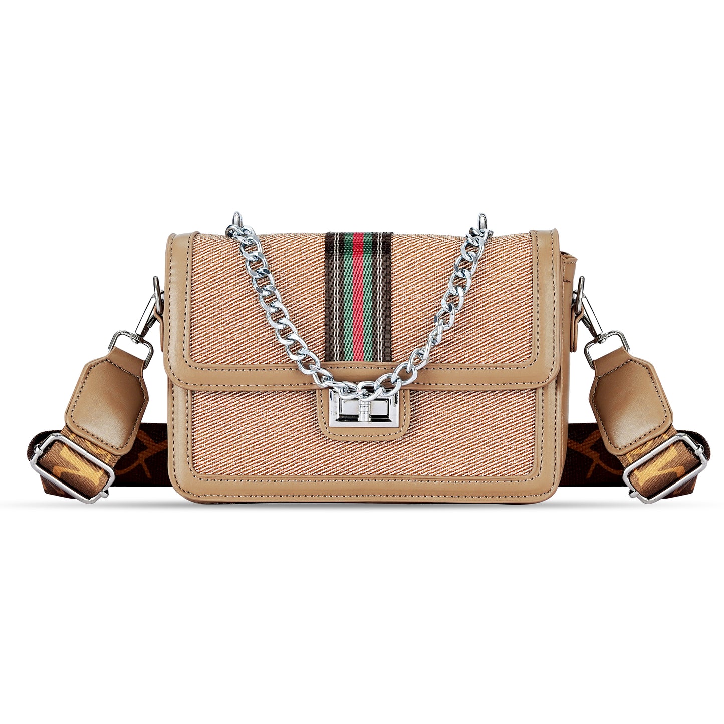 Khaki Colourblocked Sling Bag