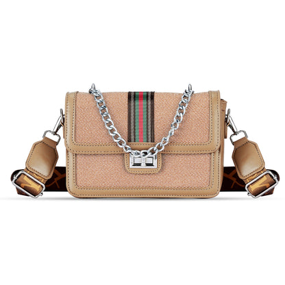 Khaki Colourblocked Sling Bag