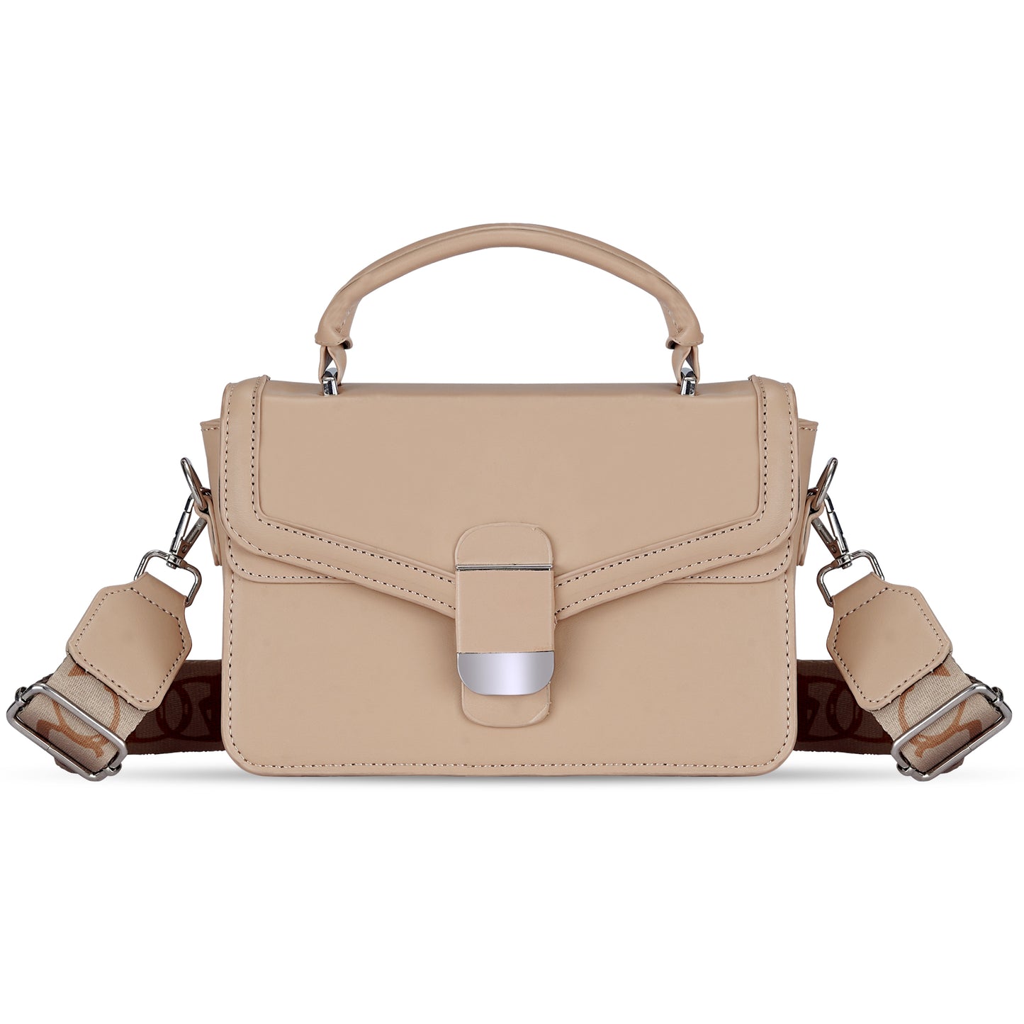 Beige Structured Satchel Bag