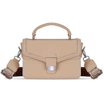 Beige Structured Satchel Bag