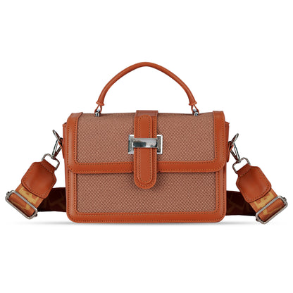 Tan Structured Satchel Bag