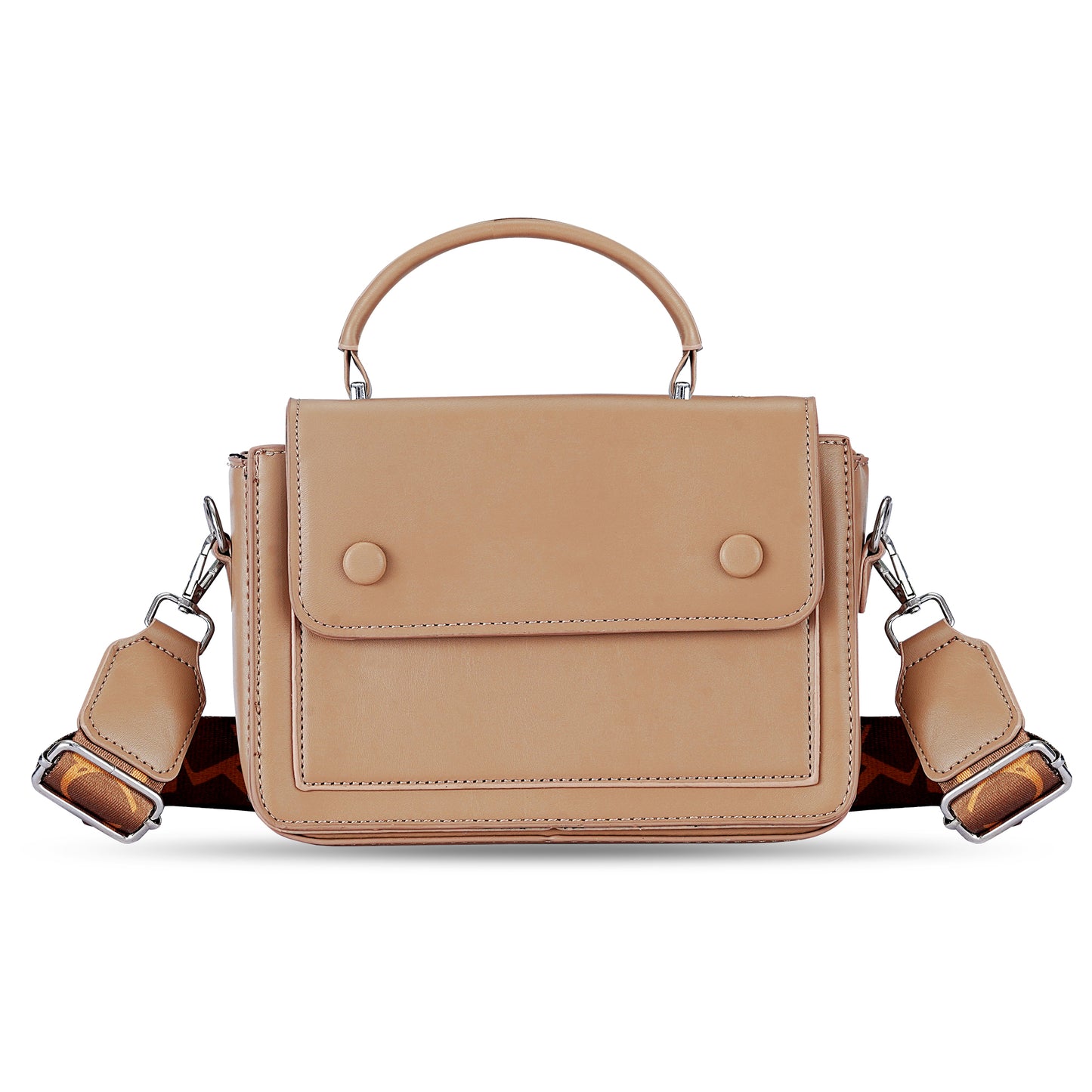 Khaki Structured Satchel Bag