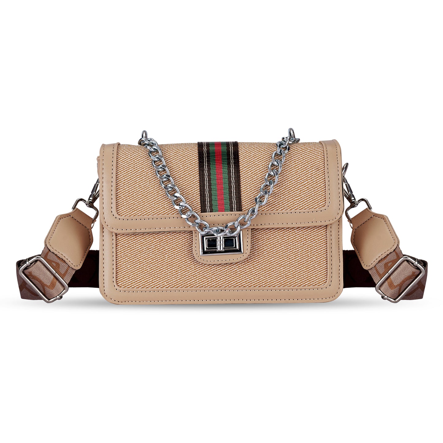 Beige Colourblocked Sling Bag