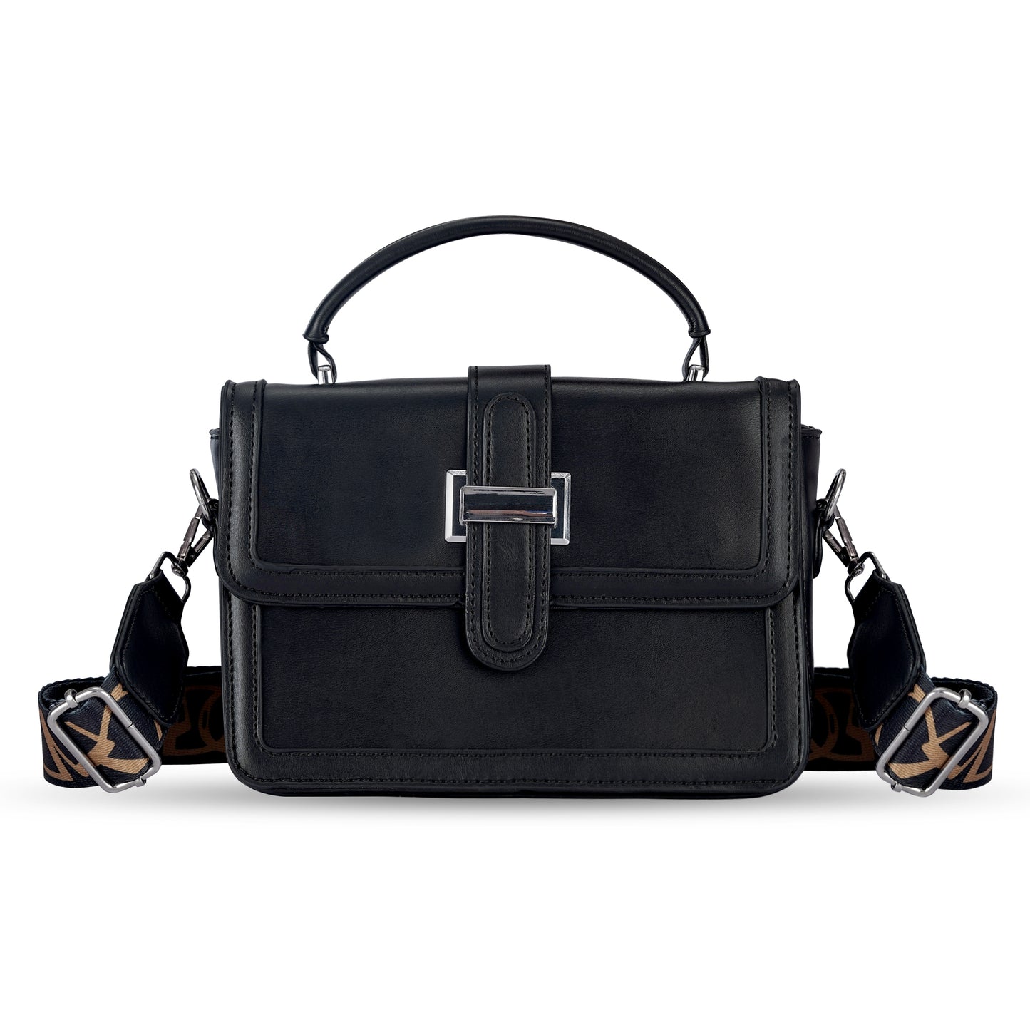 Black Structured Satchel Bag