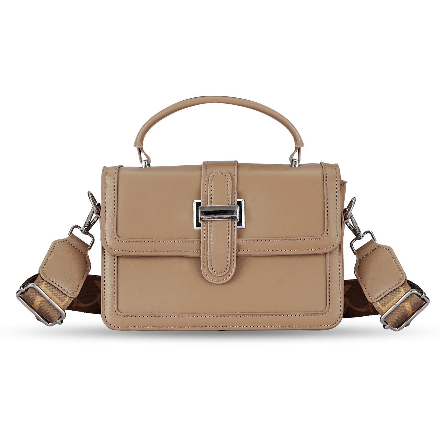 Khaki Structured Satchel Bag
