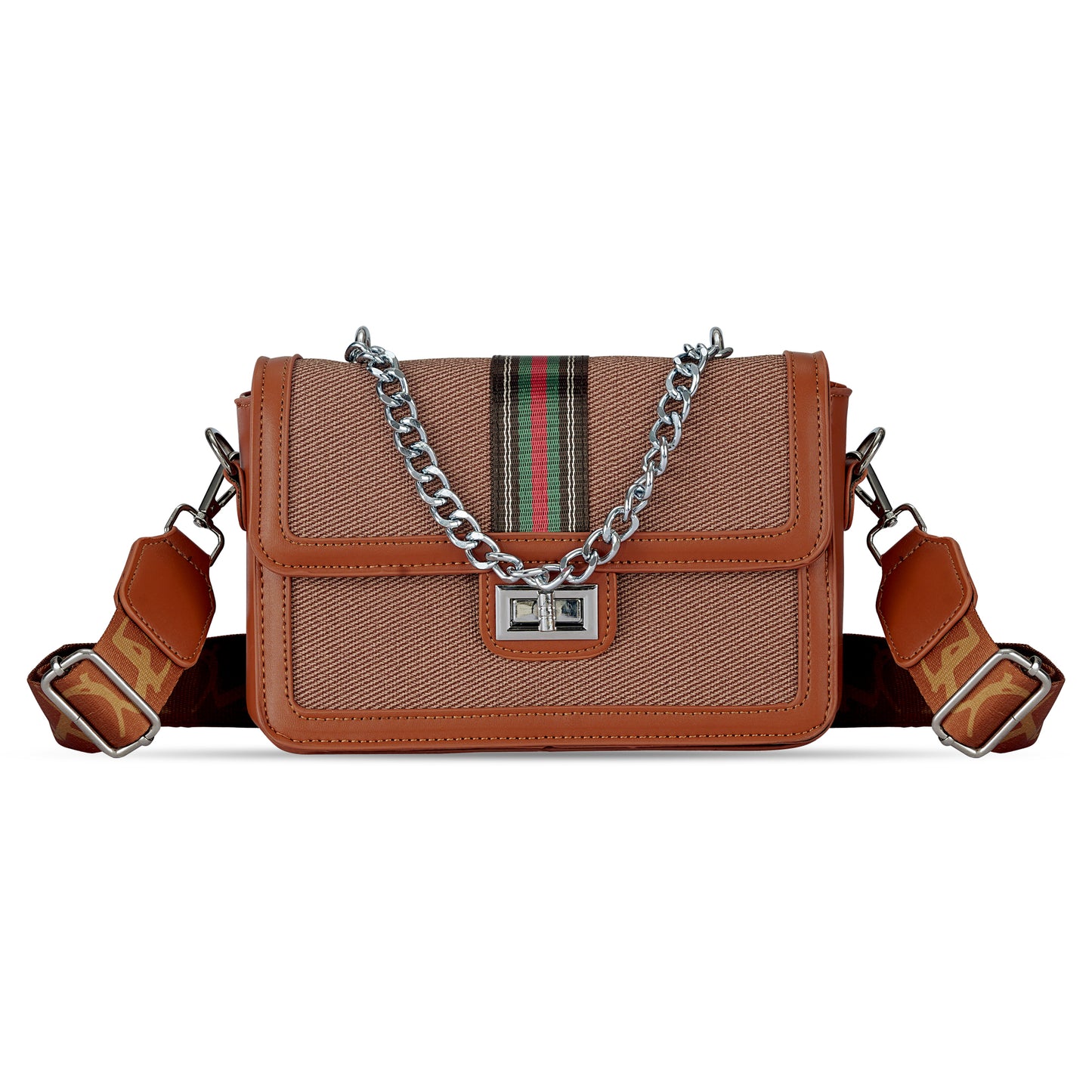 Tan Colourblocked Sling Bag