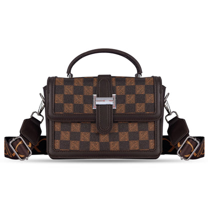 Brown Colourblocked Satchel Bag