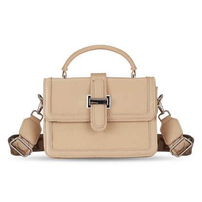 Beige Structured Satchel Bag