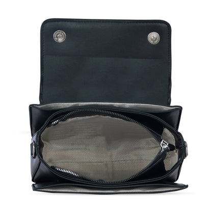 Black Structured Satchel Bag