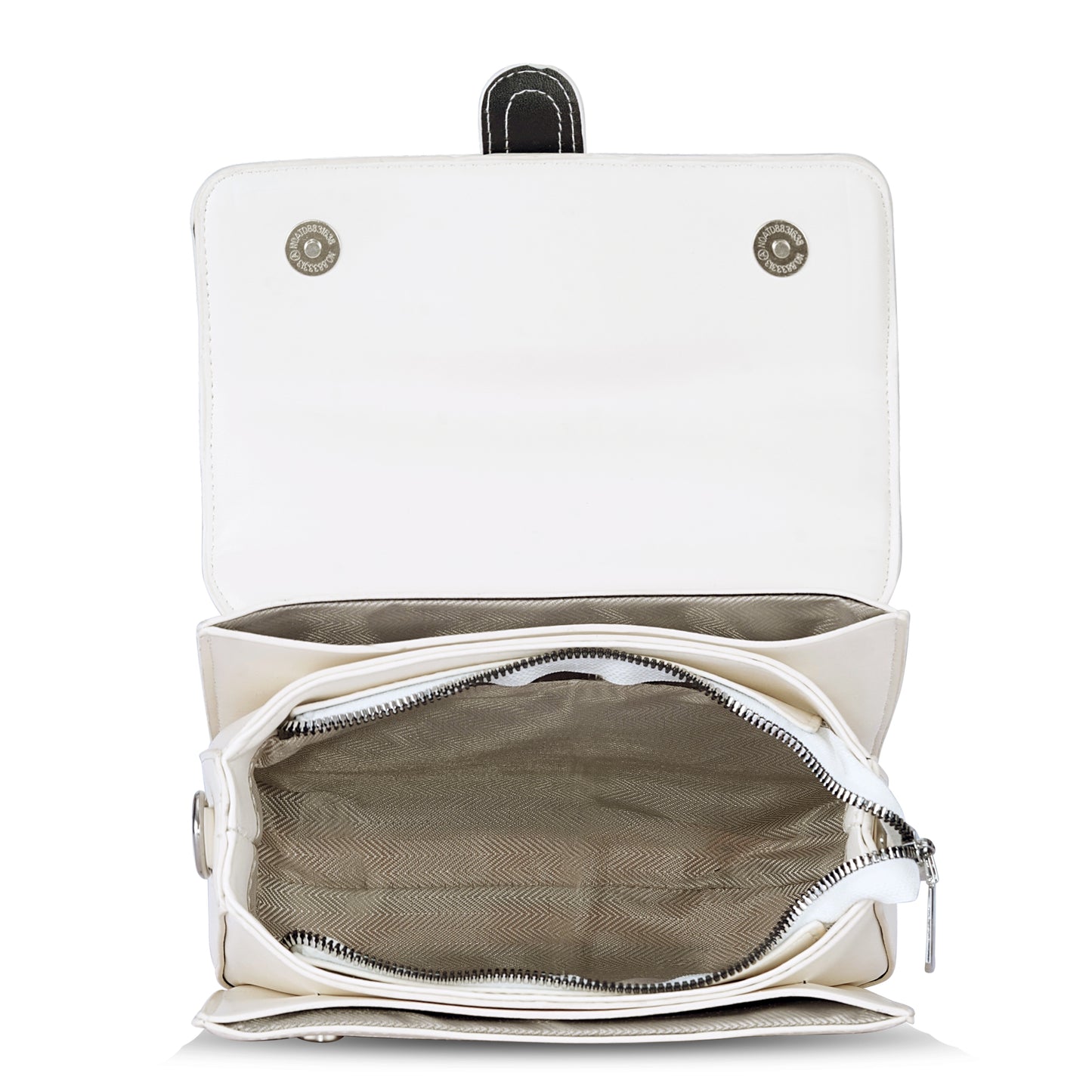 White Colourblocked Satchel Bag
