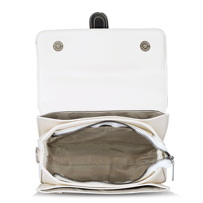 White Colourblocked Satchel Bag
