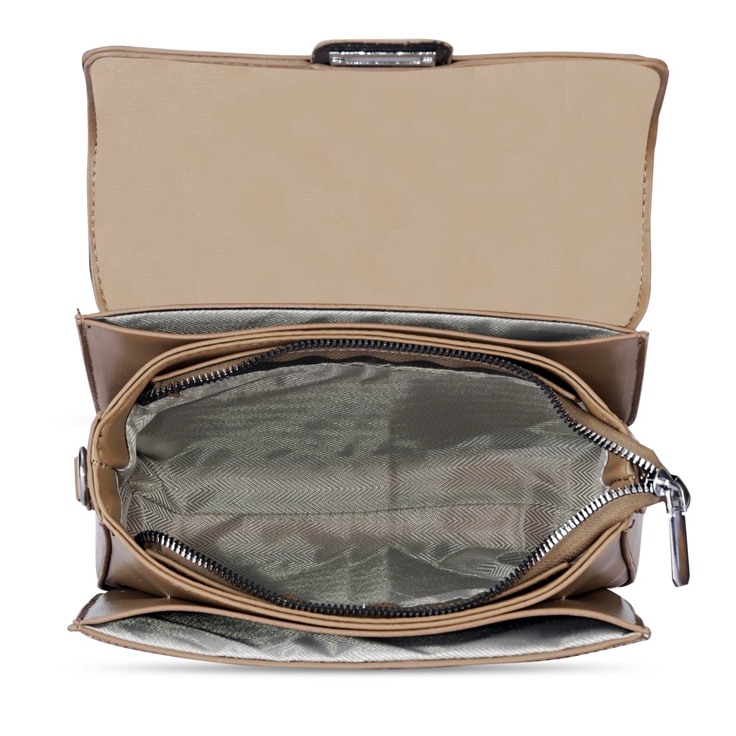 Khaki Colourblocked Sling Bag