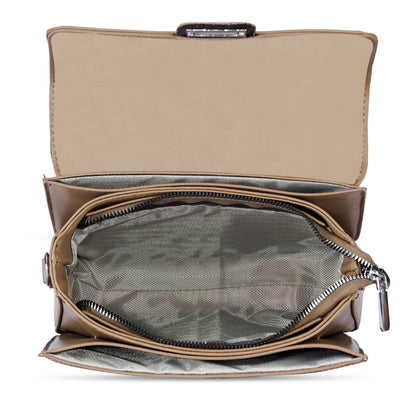 Khaki Colourblocked Sling Bag