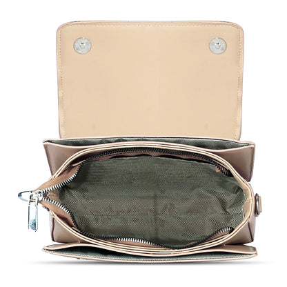 Beige Structured Satchel Bag