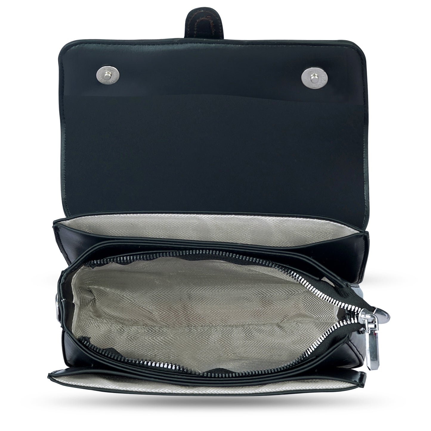 Black Colourblocked Satchel Bag