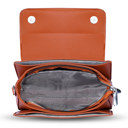 Tan Structured Satchel Bag