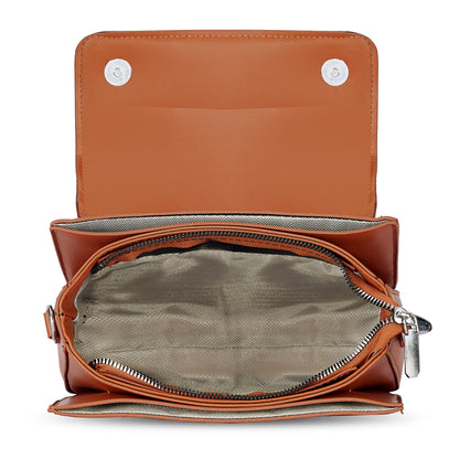 Tan Structured Satchel Bag
