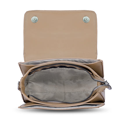 Khaki Structured Satchel Bag
