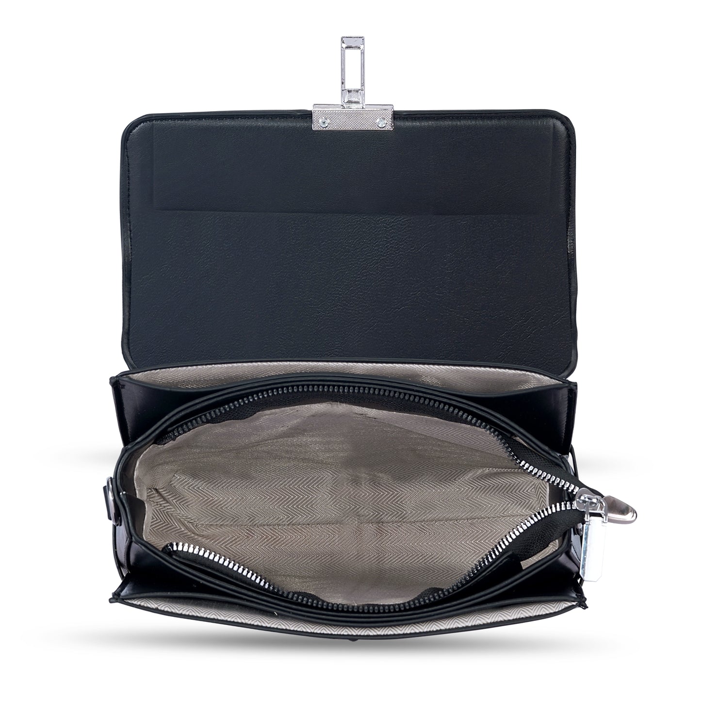 Black Colourblocked Satchel Bag