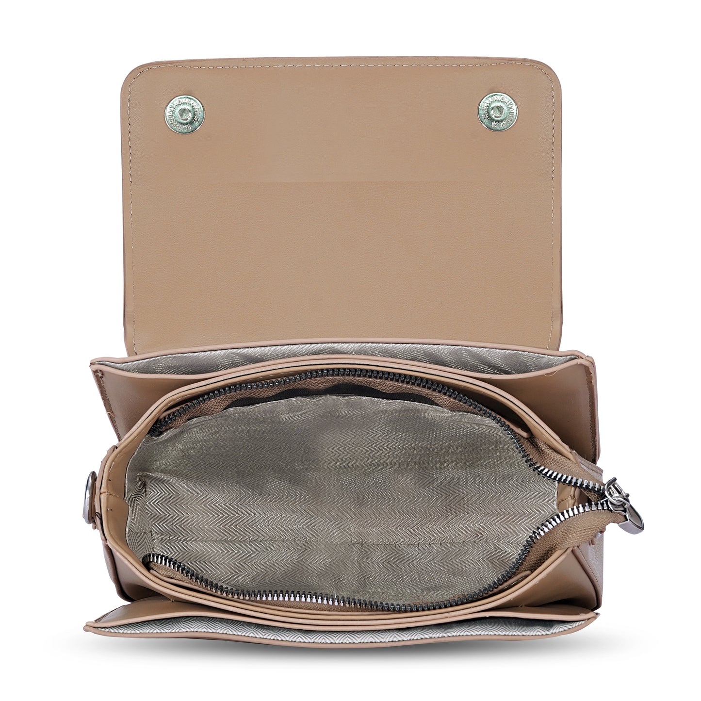 Khaki Structured Satchel Bag