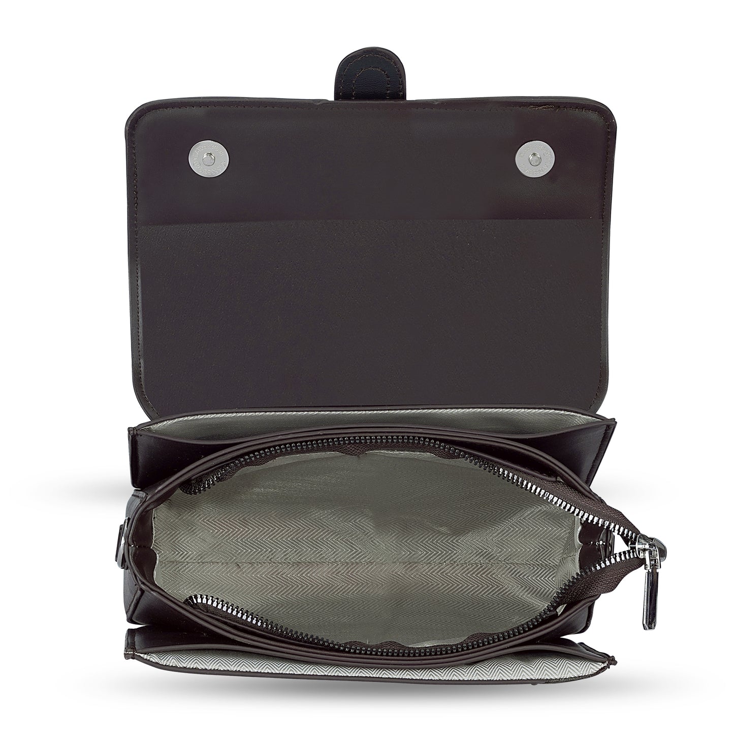 Brown Colourblocked Satchel Bag