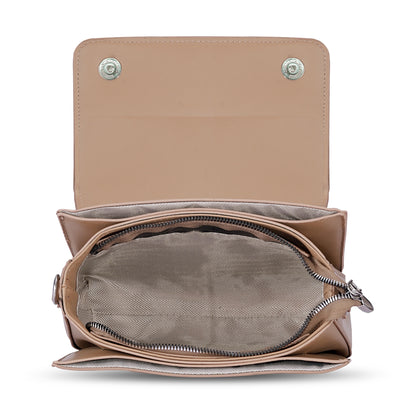 Khaki Structured Satchel Bag