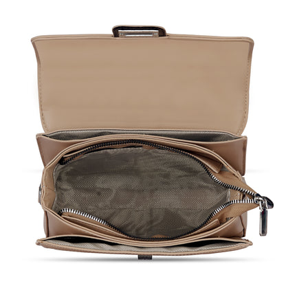 Beige Colourblocked Sling Bag