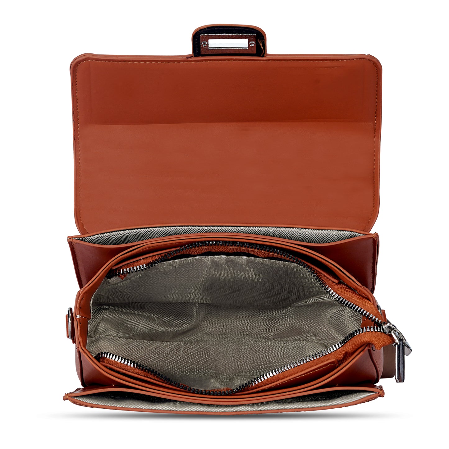 Tan Colourblocked Sling Bag