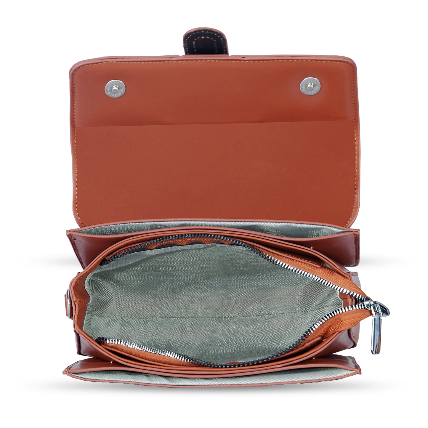 Tan Colourblocked Satchel Bag