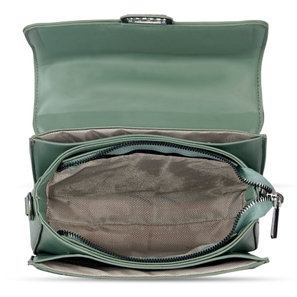Green Colourblocked Sling Bag