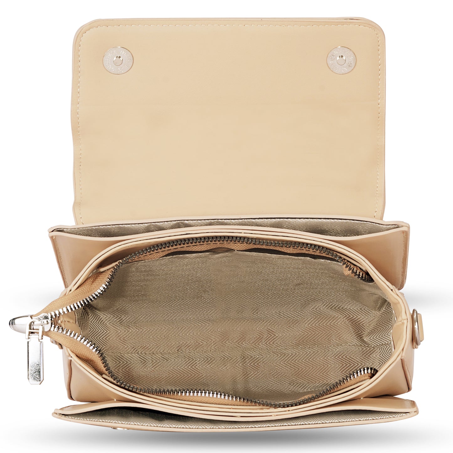 Beige Structured Satchel Bag